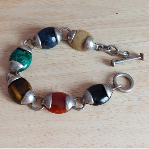 STERLING SILVER malachite and onyx set